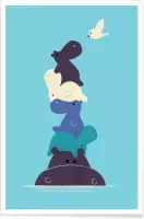 JUNIQE - Poster Birdie -20x30 /Blauw