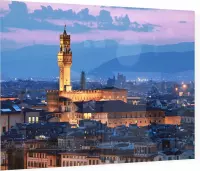 Uitzicht op Palazzo Vecchio en de stad Florence - Foto op Plexiglas - 60 x 40 cm