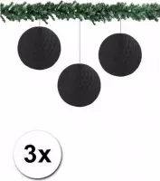 3x decoratie bal zwart 10 cm