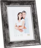 Deknudt Frames S46EE2  10x15cm Zwarte houten kader met zilverkleurig biesje