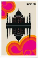 JUNIQE - Poster Vintage India 68 -40x60 /Kleurrijk