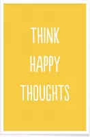 JUNIQE - Poster Happy Thoughts -30x45 /Geel