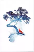 JUNIQE - Poster De laatste appelboom -40x60 /Blauw & Rood