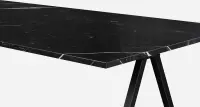 Marmeren Eettafel - Nero Marquina Zwart (V-poot) - 220 x 90 cm  - Gezoet