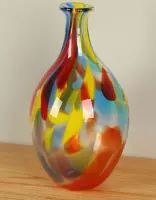 Fleurige vaas uit glas 37 cm, SA-3, glazen vaas kleurrijk, glasvaas, vaas uit glas, vrolijke vaas
