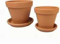 Plantenwinkel Terracotta bloempotten met schotel 25–28 cm M duo set mixed bloempotten voor binnen en buiten