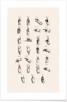 JUNIQE - Poster Vintage Sign Language Chart -20x30 /Grijs & Ivoor