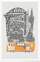 JUNIQE - Poster Glasgow Cityscape -20x30 /Grijs & Oranje