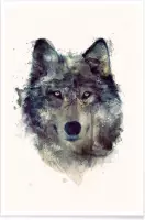 JUNIQE - Poster Wolf illustratie -30x45 /Bruin & Ivoor