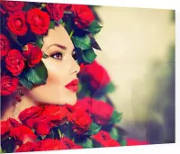 Vrouw in rozen - Foto op Plexiglas - 40 x 30 cm