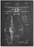 Plane Poster Black - 60x80cm Canvas - Multi-color