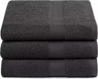 3x Zachte Katoen Handdoeken Antraciet | 70x140 | Vochtabsorberend En Soepel | Hoogwaardige Kwaliteit