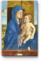 Madonna di Alzano - Giovanni Bellini - 19,5 x 26 cm - Niet van echt te onderscheiden houten schilderijtje - Mooier dan een schilderij op canvas - Laqueprint.