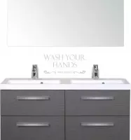 Muursticker Wash Your Hands Mom Said So -  Zilver -  33 x 15 cm  -  keuken  engelse teksten  toilet  alle - Muursticker4Sale
