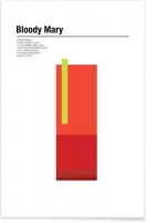 JUNIQE - Poster Bloody Mary - minimalistisch -40x60 /Rood & Wit