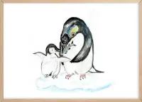 Poster Met Eiken Lijst - Leuke Pinguins Poster