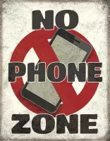 Signs-USA - No Phone Zone - retro wandbord - 40 x 30 cm - metaal