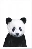 JUNIQE - Poster Baby panda illustratie -20x30 /Wit & Zwart