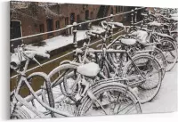 Schilderij - Utrecht in een winterse sneeuwstorm — 100x70 cm