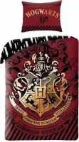 Harry Potter Dekbedovertrek 140x200cm - Kussensloop 70x90cm- 100%Katoen-  rood