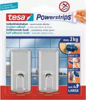6x Tesa Powerstrips chroom haken large - Klusbenodigdheden - Huishouden - Verwijderbare haken - Opplak haken 2 stuks