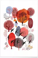JUNIQE - Poster Autumn Forest -40x60 /Rood
