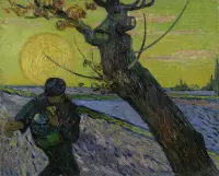 Vincent Van Gogh, De Zaaier 2, 1888 op canvas afmetingen van dit schilderij zijn 60x90 cm