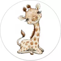 Label2X - Schilderij - Kids Giraffe Dibond - Multicolor - 40 X 40 Cm
