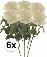 6x Kunstbloemen rozen Simone wit 45 cm - Kunstbloem/nepbloem roos - Kunstplanten/nepplanten