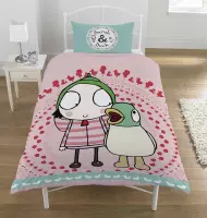 Sarah & Duck Noisy Duck - Dekbedovertrek - Eenpersoons - 140 x 200 cm - Roze