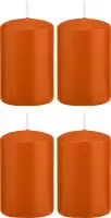 4x Oranje cilinderkaarsen/stompkaarsen 5 x 8 cm 18 branduren - Geurloze kaarsen oranje - Woondecoraties