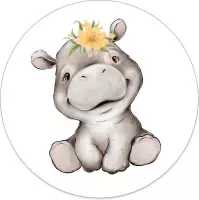 Muurcirkel kids hippo meisje 120 cm / Dibond