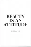 JUNIQE - Poster Beauty is - Citaat van Estée Lauder -20x30 /Wit &