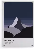 Walljar - Matterhorn Switserland Night - Muurdecoratie - Plexiglas schilderij