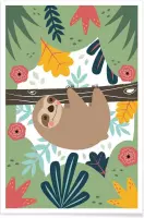 JUNIQE - Poster Sloth -40x60 /Bruin & Groen