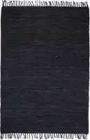 Vloerkleed Chindi handgeweven 190x280 cm leer zwart