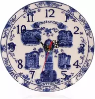 Delfts Blauw Embossed Klok Bord 20 Cm Amsterdam - Souvenir