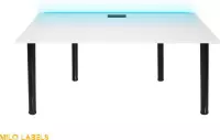 Milo Game Bureau met LED - Gaming Bureau - Gaming Desk – Game Tafel – Bureau voor Volwassenen – Wit– 135x62 cm