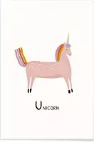 JUNIQE - Poster Unicorn -13x18 /Roze