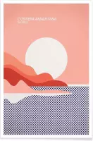JUNIQE - Poster Amalfi Coast -40x60 /Blauw & Rood