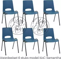 King of Chairs -Set van 6- Model KoC Samantha blauw met zwart onderstel. Stapelstoel kuipstoel vergaderstoel tuinstoel kantine stoel stapel stoel kantinestoelen stapelstoelen kuips