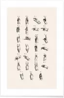 JUNIQE - Poster Vintage Sign Language Chart -40x60 /Grijs & Ivoor