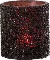 J-Line Theelichthouder Glitter Glas Bordeaux Set van 4 stuks