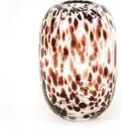Housevitamin – Glazen vaas Luipaard rond – Helder/Bruin – Cheetah vaas – Ronde vaas – 18x26cm