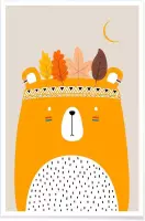 JUNIQE - Poster Cute Little Bear Yellow -20x30 /Bruin & Geel