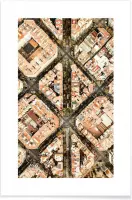 JUNIQE - Poster Luchtfoto Barcelona -40x60 /Bruin