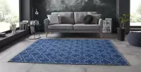 Vloerkleed retro klaverblad - blauw 80x250 cm