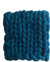 Wollen deken / woondeken / plaid XXL merino wol - lontwol 80 x 120 cm Hemelsblauw HANDGEMAAKT