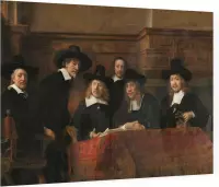 De staalmeesters, Rembrandt van Rijn - Foto op Plexiglas - 90 x 60 cm