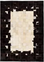 Medina Vloerkleed vierkant patchwork 80x150 cm echt leer zwart/wit